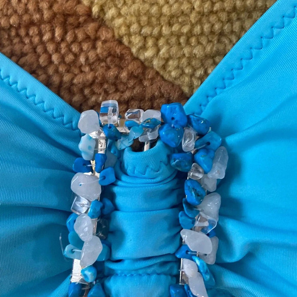 Becca by Rebecca Virtue Aqua Blue Bralette Bikini Swim Top M - Picture 3 of 10